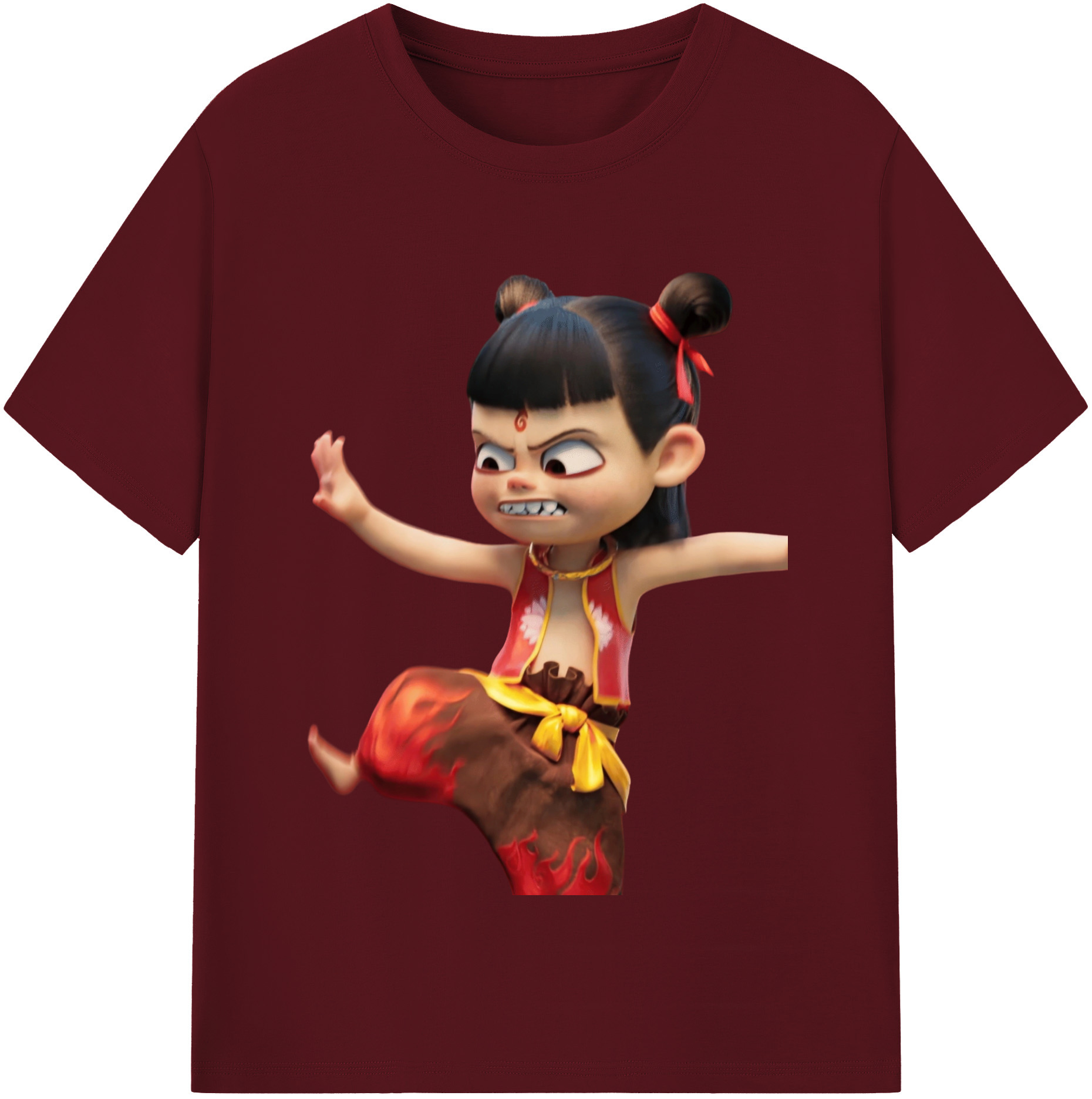（画像用） Ne Zha 2 ナタ 魔童の大暴れ 綿100％半袖Tシャツ（フロントプリント）
